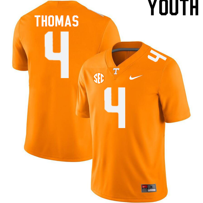 Youth #4 Jourdan Thomas Tennessee Volunteers College Football Jerseys Stitched-Orange